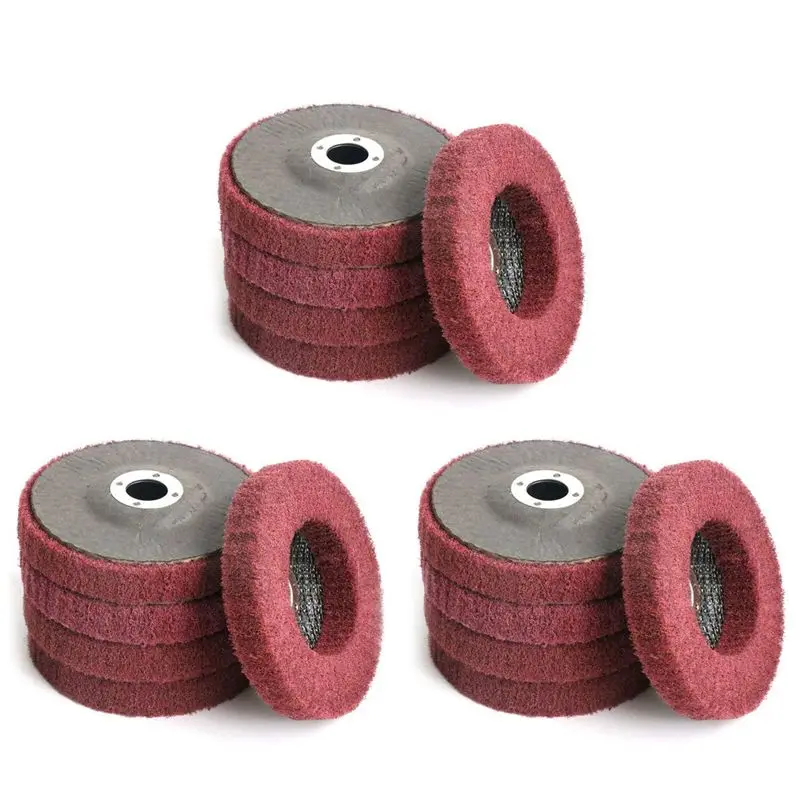 A27F-15Pcs 4 Inch Nylon Fiber Flap Disc Polishing Grinding Wheel,Scouring Pad Buffing Wheel For Angle Grinder
