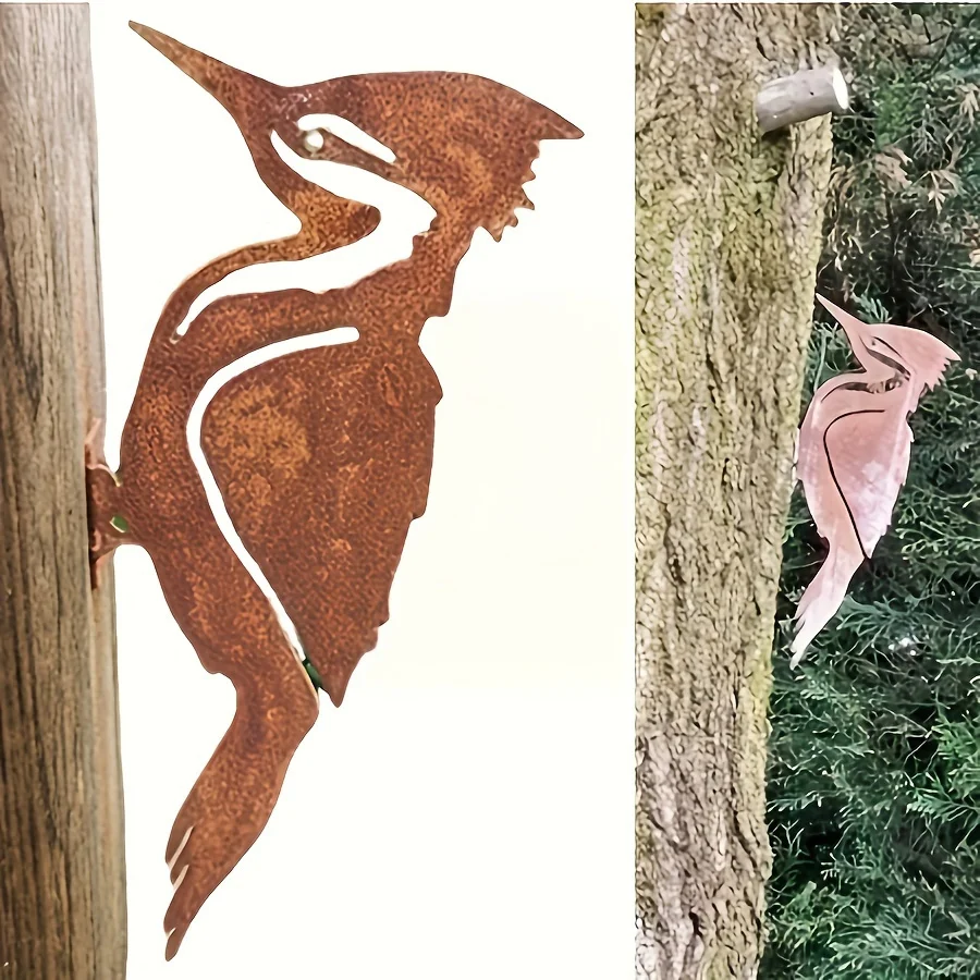 Iron Woodpecker Garden Stake  – Elegant Bird Silhouette, Perfect for Lawn, Trees & Outdoor Decor - view 3