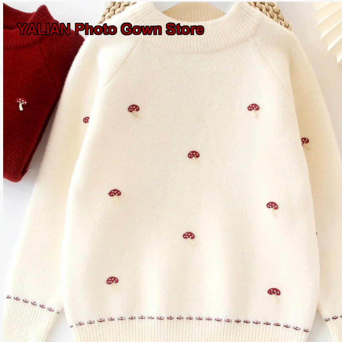 Girls Winter Thickened Knit Top 2026 Older Kids Christmas Base Layer for New Year