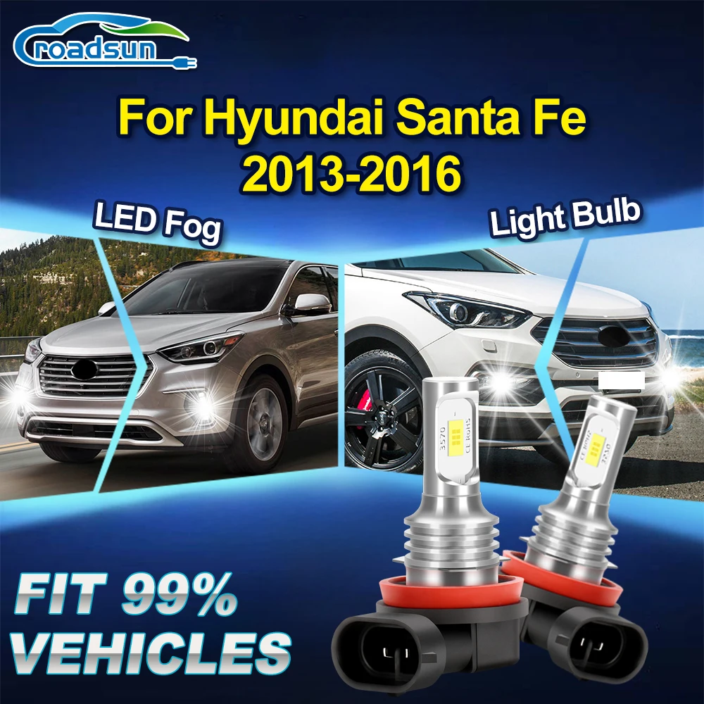 

ROADSUN 2PCS Car LED Fog Lights Bulbs 150W High Quality Fog Lamp Ampoules Plug And Play For Hyundai Santa Fe 2013 2014 2015 2016