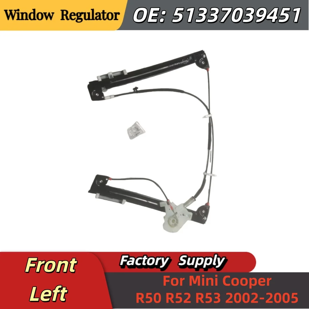 Front Left Driver Side Window Regulator W/O Motor for MINI R50 R52 R53 2002 to June 2005 OE 51337039451