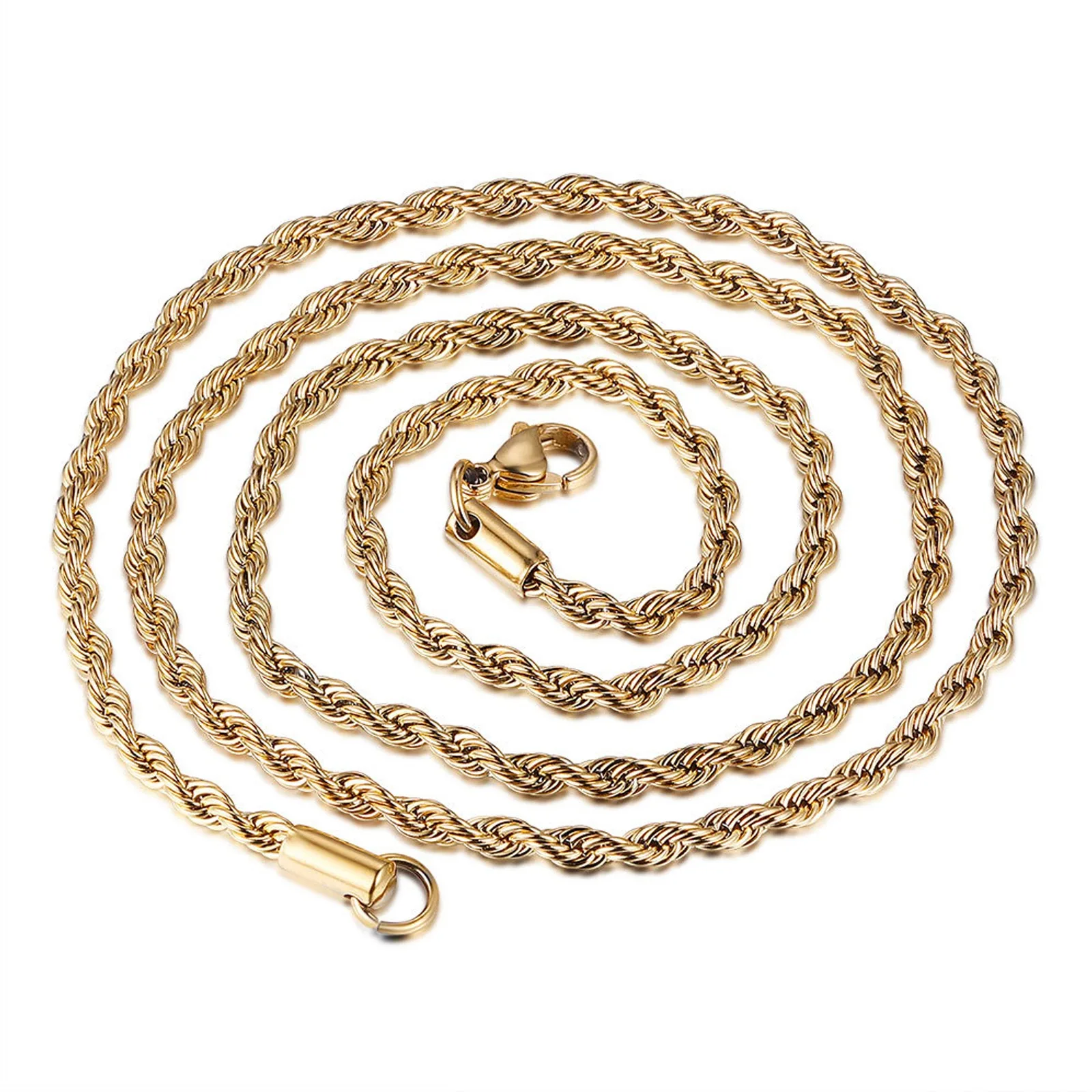 1pc Stainless Steel Necklace Gold Color Braided Rope Chain Necklace For Men Women Chains Choker Necklace Party Jewelry Gifts
