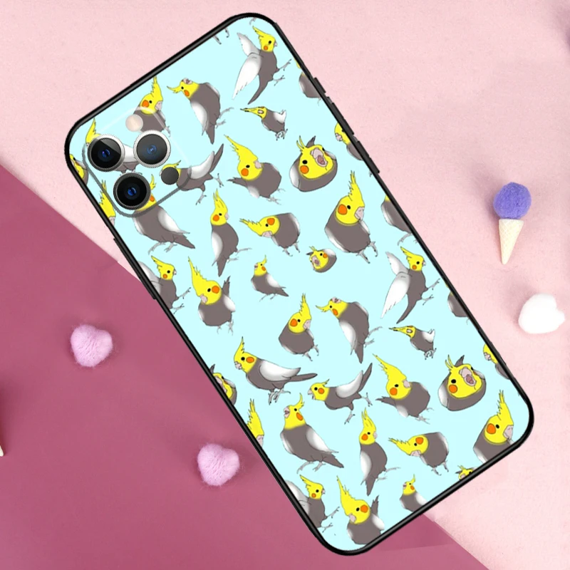 Cartoon Cockatiel Collage Phone Case For iPhone 13 14 15 16 Pro Max Plus 11 12 Pro Max 7 8 X XS XR 12 13 Mini Cover