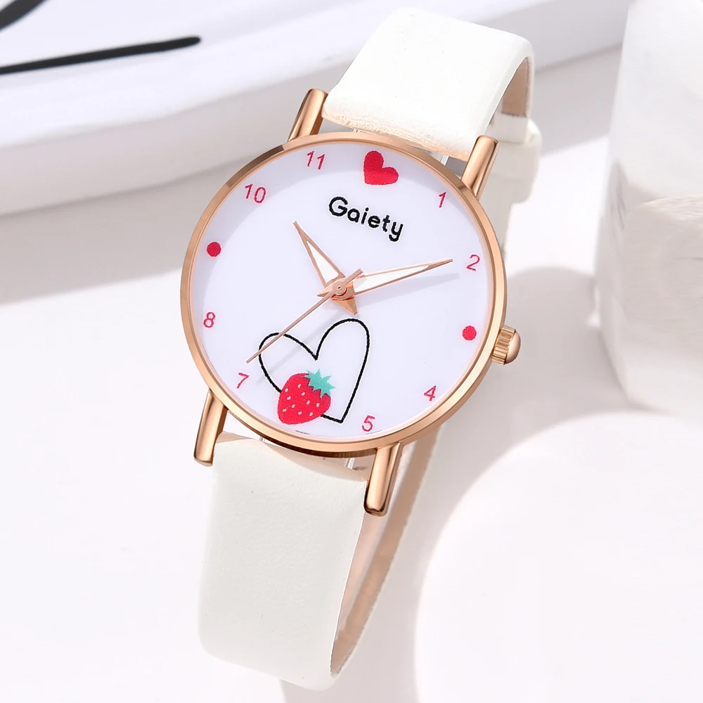 GAIETY Love Strawberry Arabic Digital Dial Watch Sweet Couple Casual Quartz Watch Is The Perfect Gift For Her (No Box)