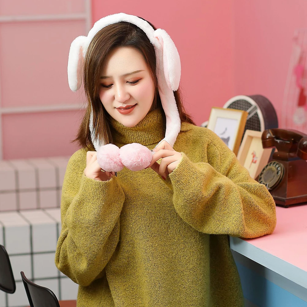 

Rabbit Shaped Hair Band Bunny Ear Headwear Warm Ears Moving Cosplay Party Christmas Animal Hairband Head Wrap