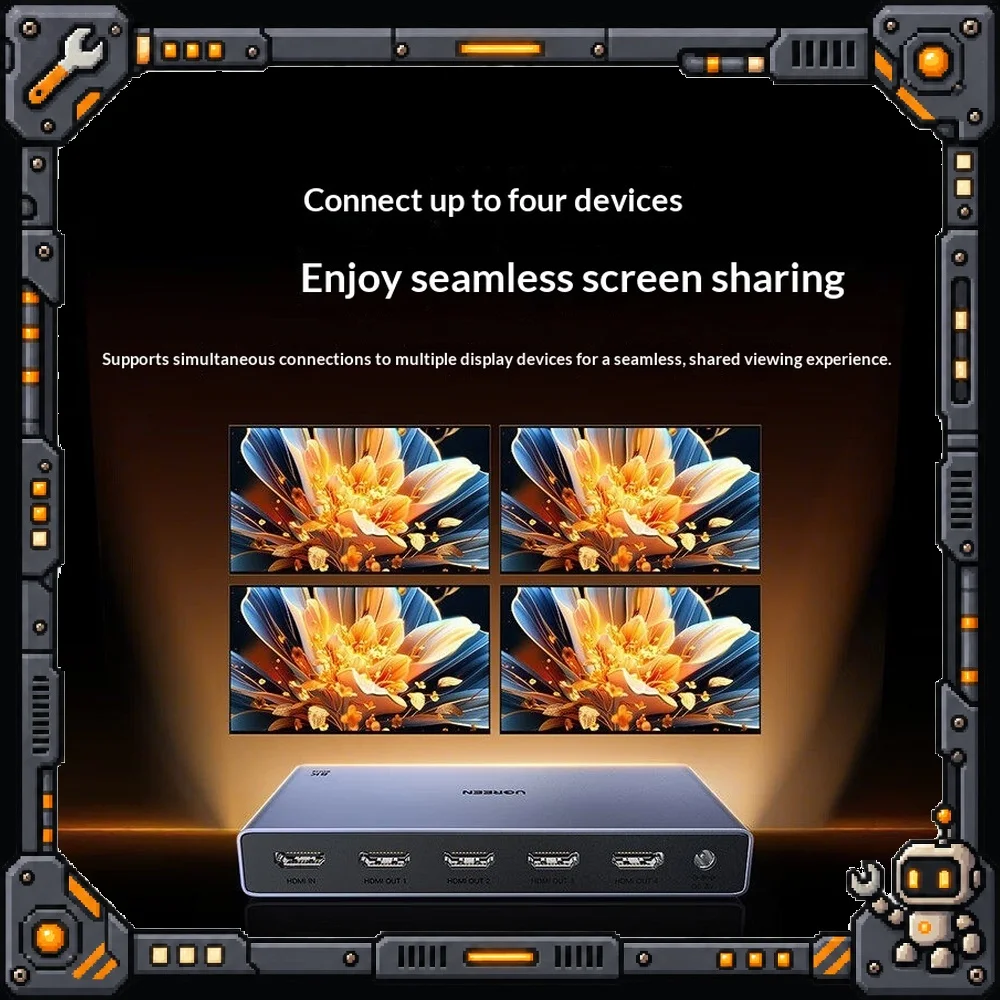UGREEN CM713-25858 HDMI 2.1 Splitter 1 in 4 Out 8K 60Hz 4K 240Hz Aluminum for Monitor TV