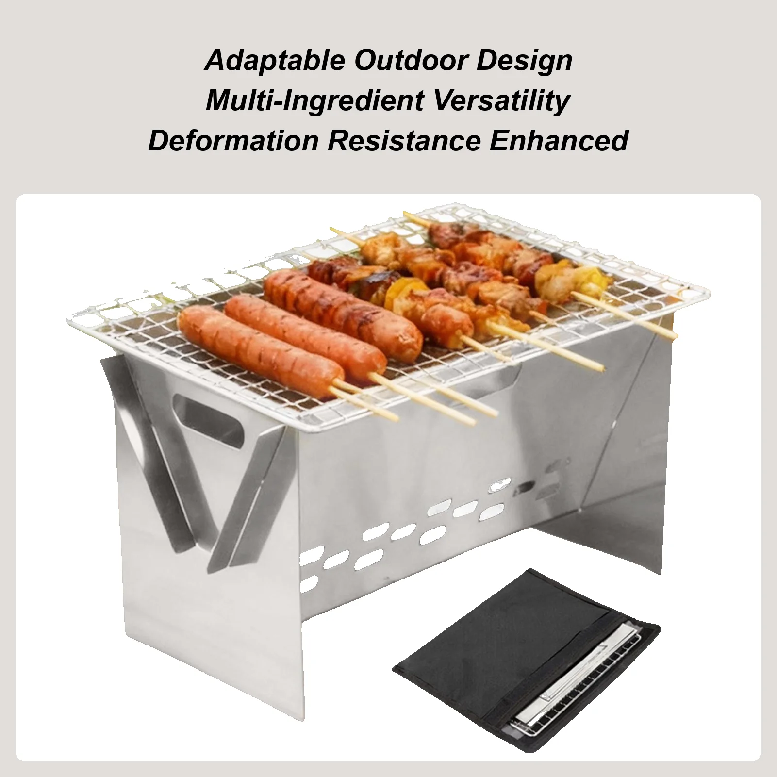Stainless steel Charcoal Grill Foldable Fire Pit Portable Charcoal Grill for Camping for Backyard Bonfire Patio BBQ Cooking
