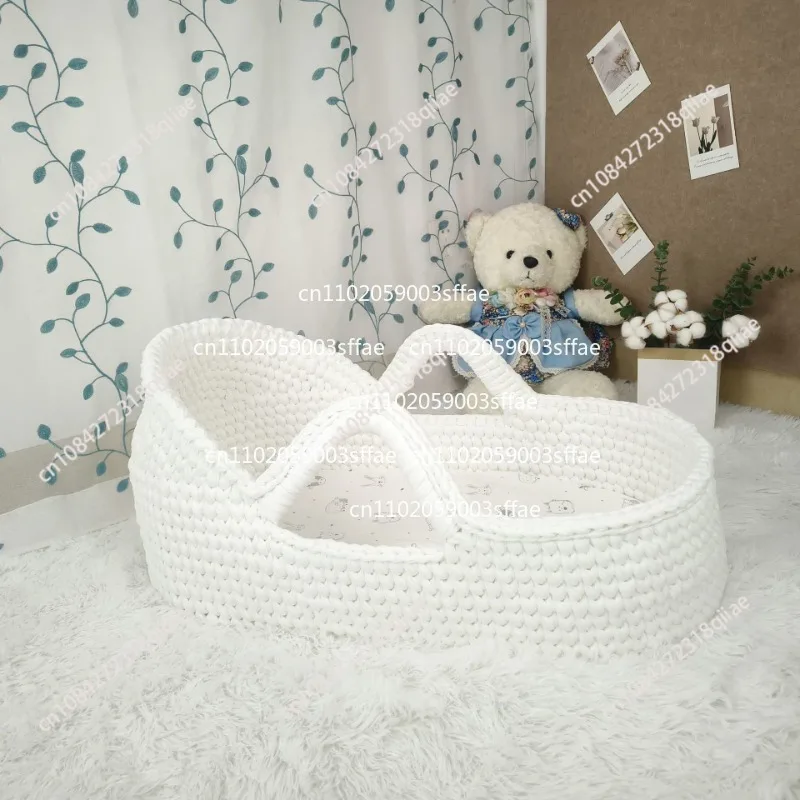 Cradle Handheld Frame Cotton Rope Woven Crib Cloth Strip Woven Newborn Handbasket