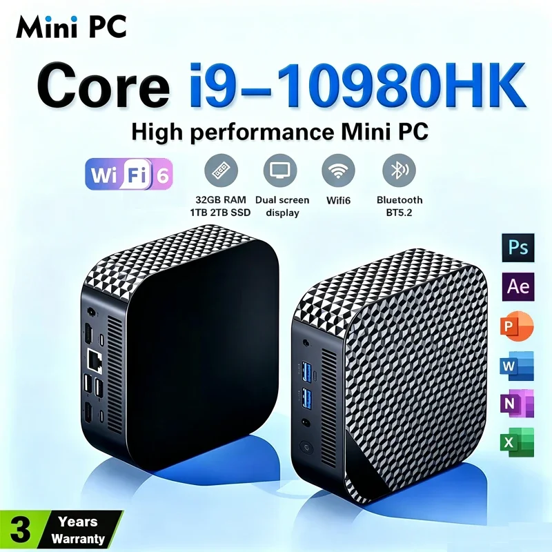 컴팩트 미니 게이밍 PC 인텔 i9 10980HK 16GB/32GB 램 1TB/2TB SSD 4K HD 홈 오피스 데스크탑 장치