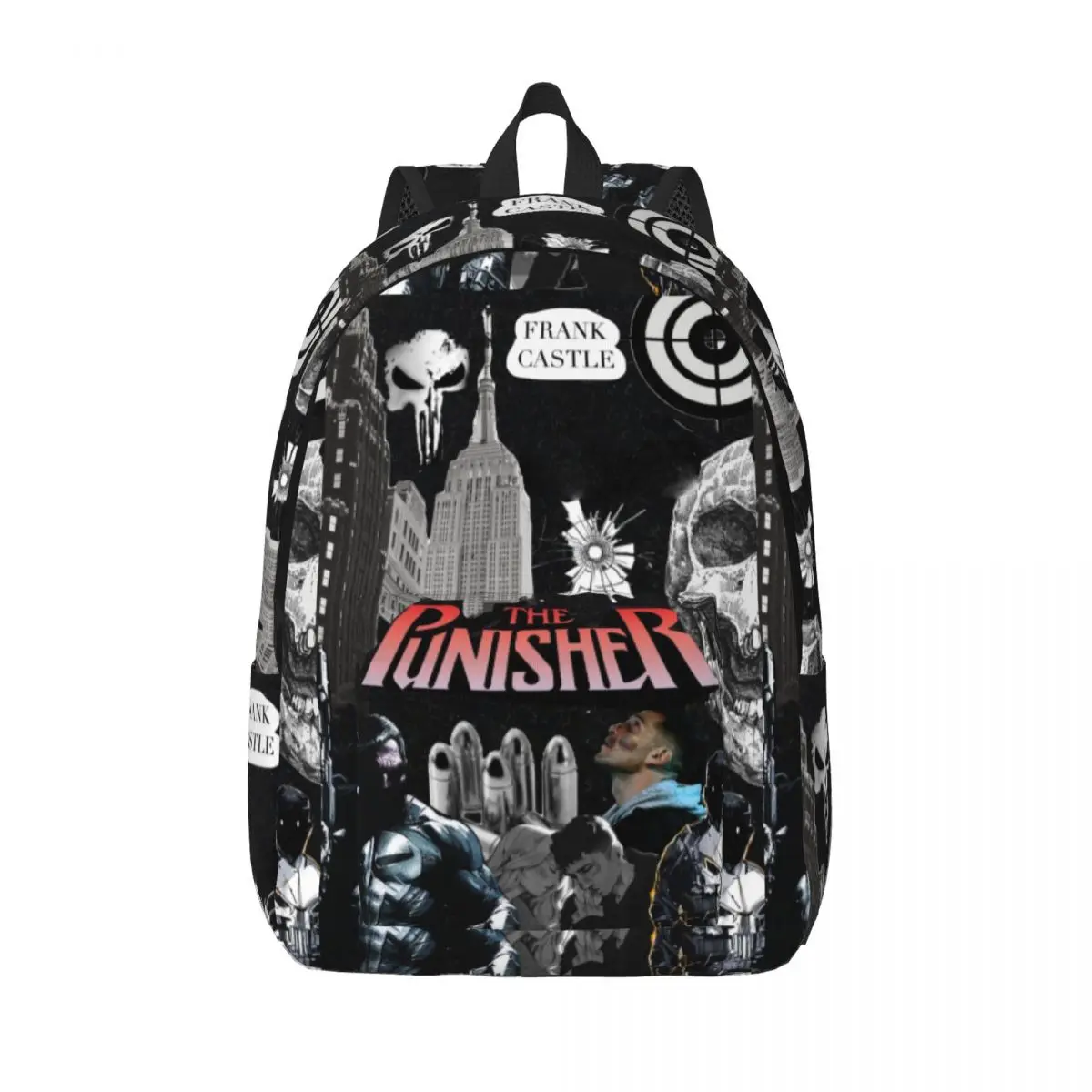 Custom The Punisher Aesthetic Travel Canvas Backpack Men Women School Computer Bookbag College Student Daypack Bags