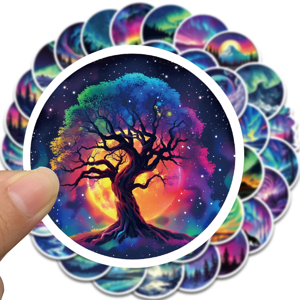 50PCS Northern Lights Art Series Graffiti Sticker Computer DIY Graffiti Laptop Luggage Waterproof Creative Notebook Stickers ﻿ image 3