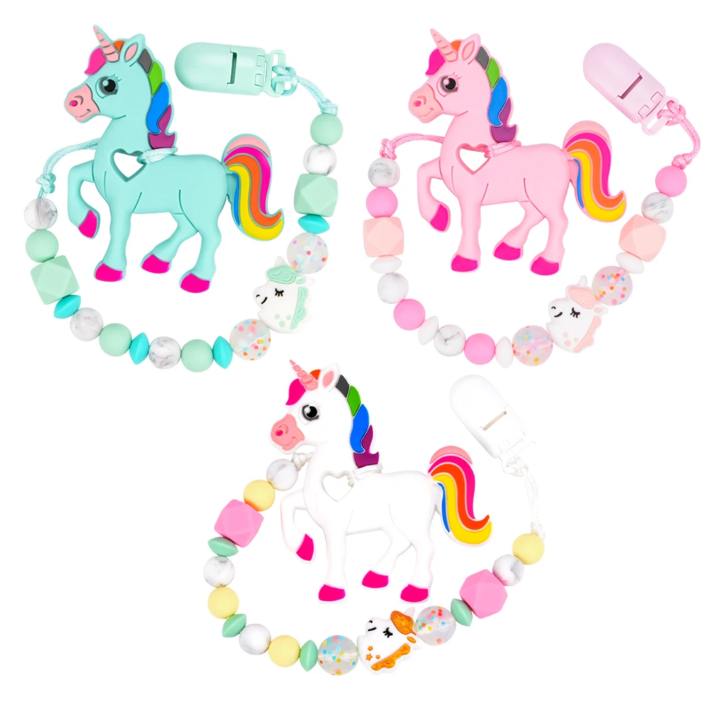 DIY Set Silicone Beads Teether Set Panda BPA Free DIY Custom Pacifier Clip Chain Baby Teething Necklace Toy Pacifier Chain