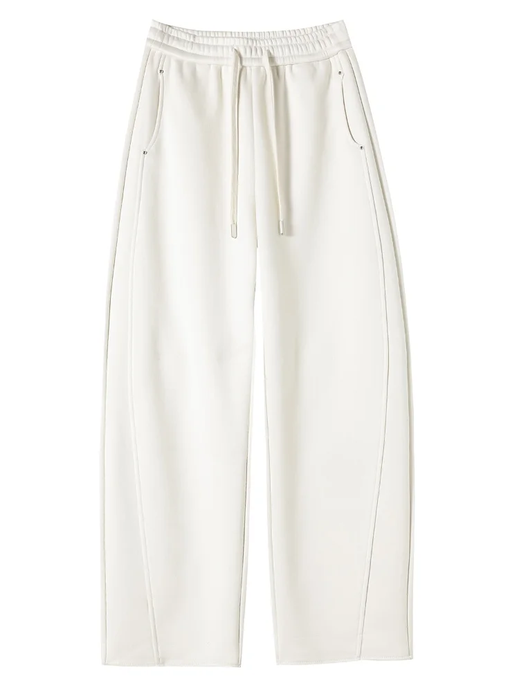 ラムベルベット レディース 冬 ストレートレッグ ワイドレッグパンツ 裏起毛 アウター コットンパンツ ブラック スリムフィット バナナパンツ