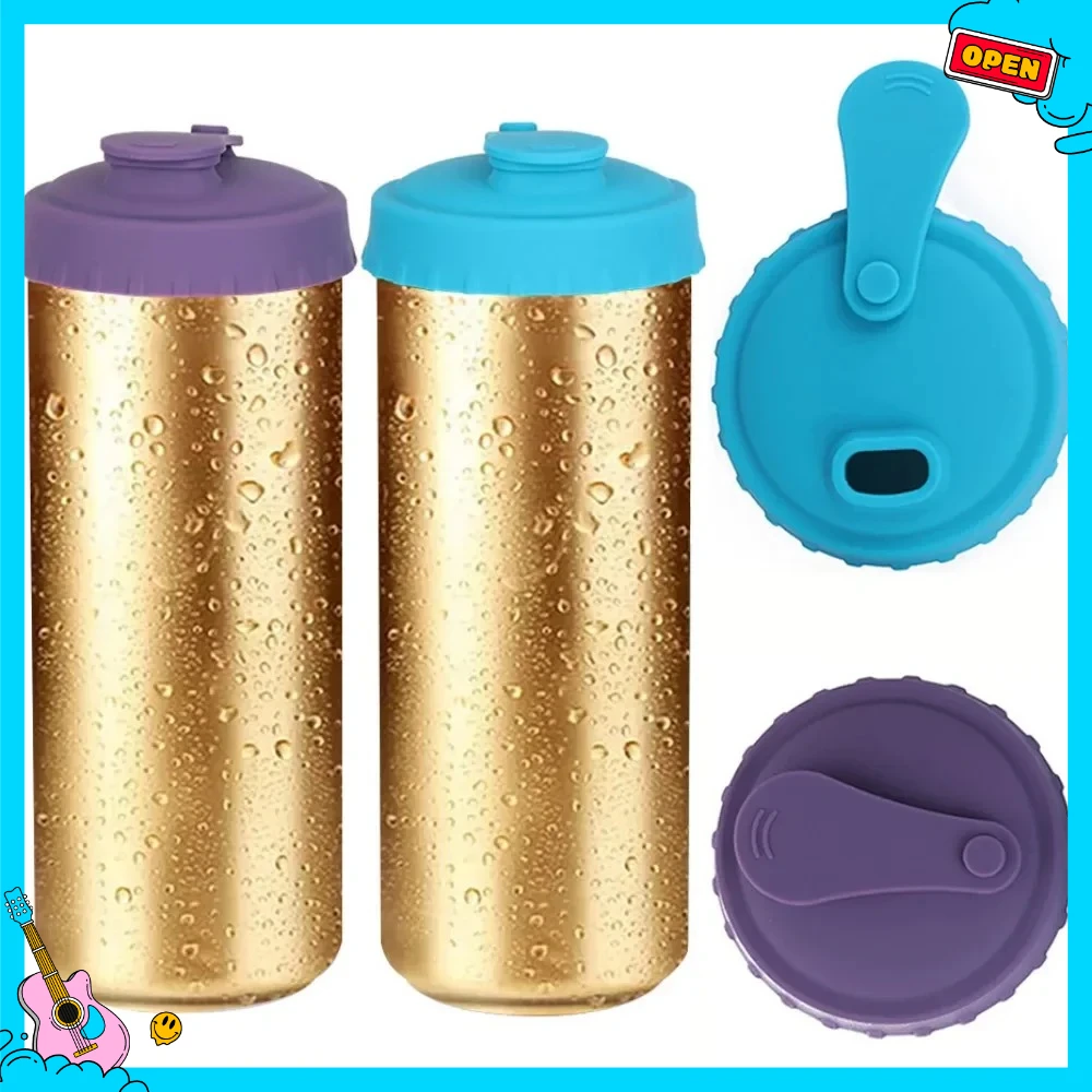 سيليكون الصودا يمكن غطاء قابلة لإعادة الاستخدام يمكن سدادة لصودا البيرة المشروبات عصير فحم الكوك المشروبات يناسب العلب القياسية حامي علبة فحم الكوك