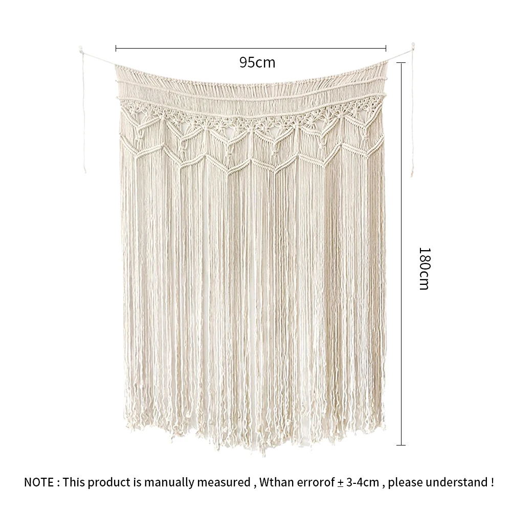 Imagem -05 - Bohemian Wave Macramé Cortina Corda Bege Linha de Algodão Janela Cego Valance Divisor de Quarto Porta Decorações de Casa