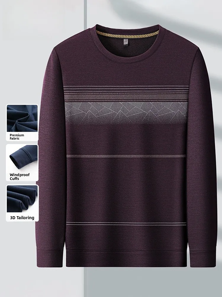 

Men's Midlife Long Sve Casual irt round Ne Autumn Sle Comfortable Breathable Wear Resistant Dad's Top