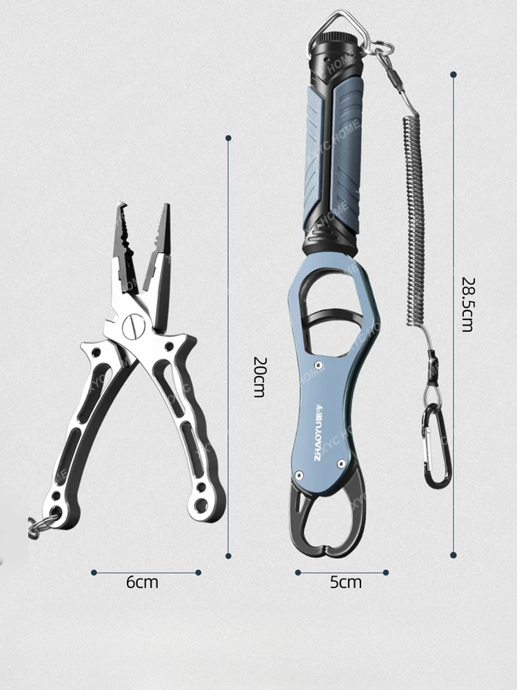 Multi-Functional Fish Grip with Scale Can Turn Forceps Pliers Control Large Fish Clip Catch Pliers Hook Taking Set