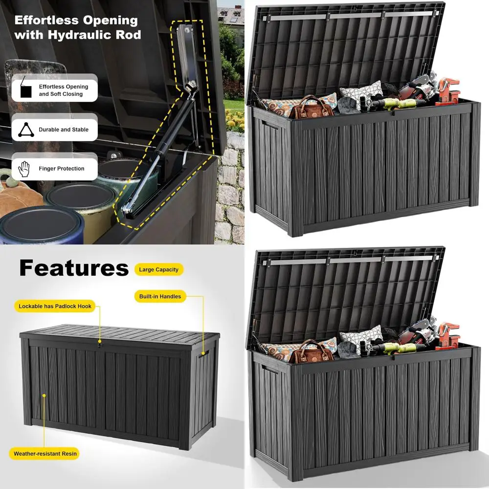 

Ящик для хранения на открытом воздухе объемом 180 галлонов - водонепроницаемый, для садовой мебели, садового инвентаря, подушек, аксессуаров для бассейна, скамья-ящик для хранения