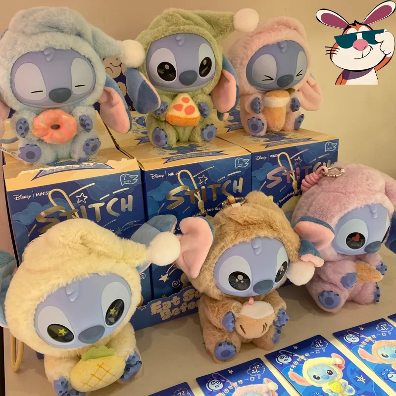 

In Stock Disney Stitch Eat Something Before Sleep Vinyl Plush Blind Box Bag Decoration Pendant Mystery Box Surprise Toy Gift