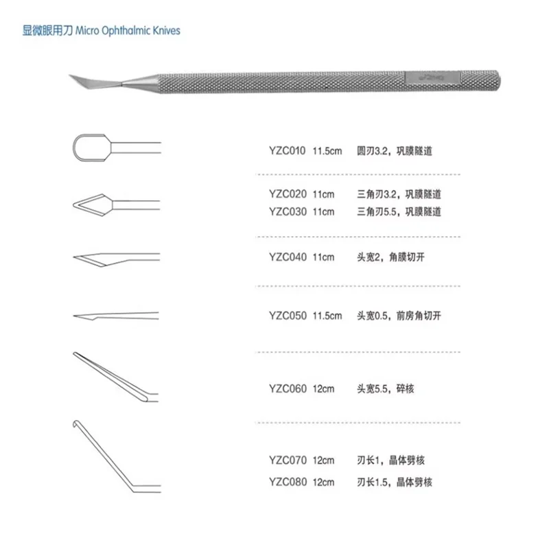 Admiralty medical microscopic ophthalmic knife, anterior chamber angle, scleral tunnel, corneal incision, core-breaking lens, co