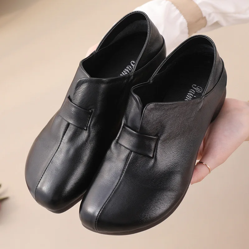 

Spring Ladies Genuine Leather Handmade Shoes Women Comfortable Flat Shoes Women 2023 Autumn Soft Loafers Flats