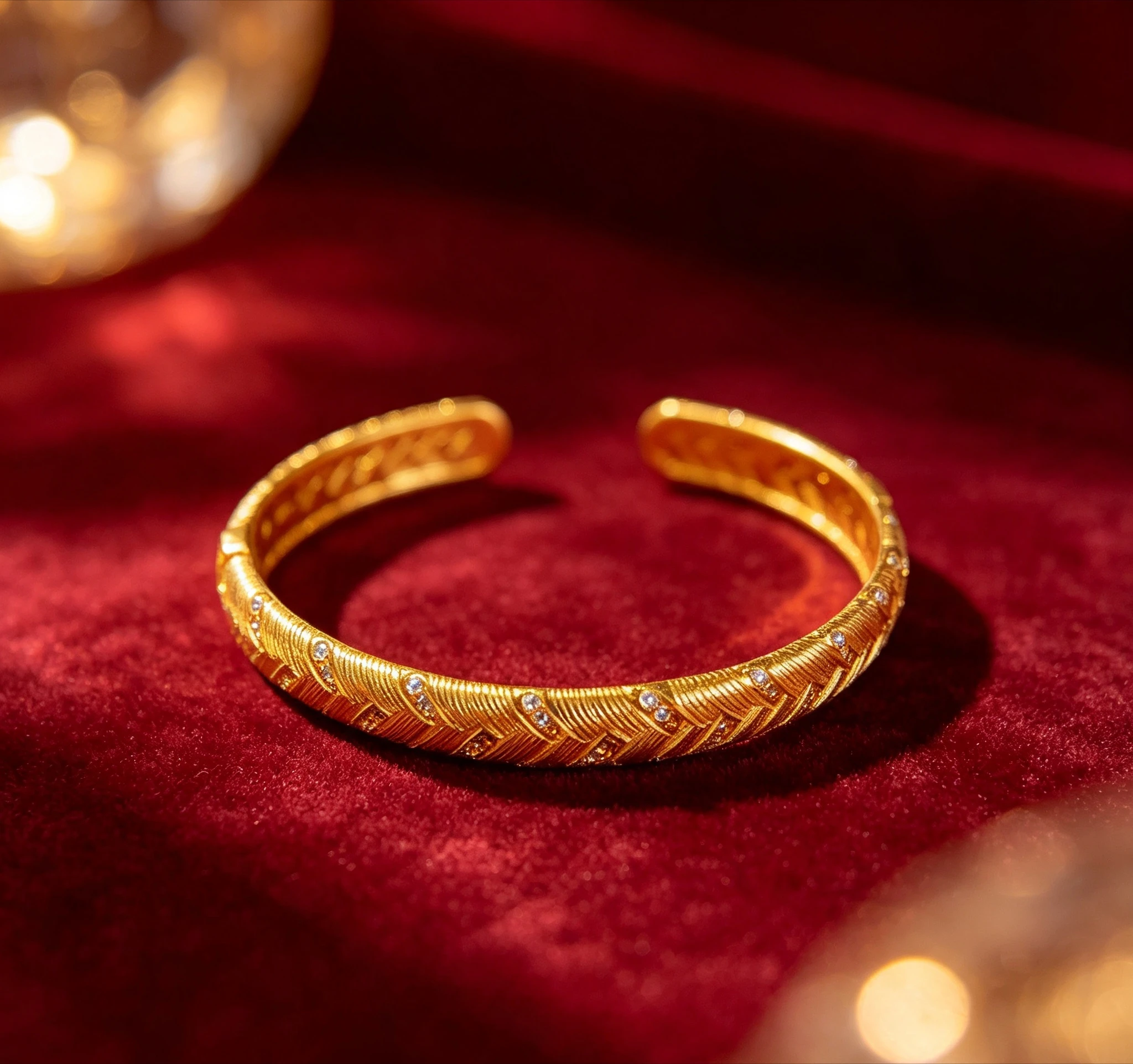 Luxury 9999 24K real gold Dot diamond braided bracelet Fashion high bracelet simple Giving a gift to a friend