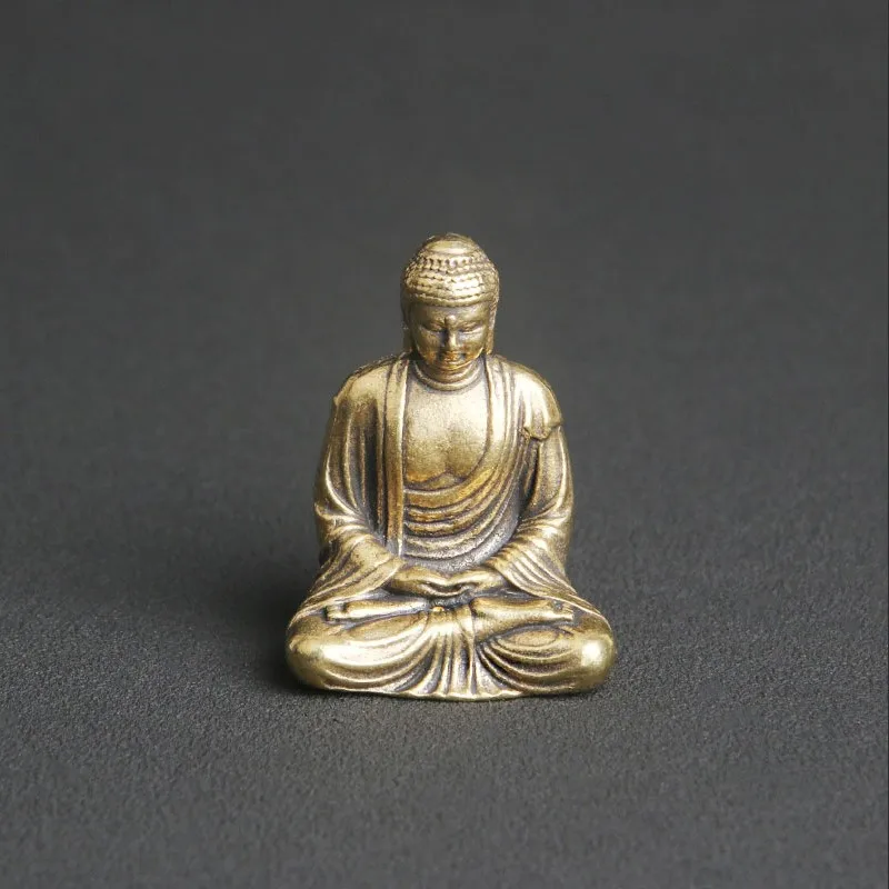 

Antique Brass Tathagata Buddha Statue Desktop Decoration Religious Worship Statue Pocket Buddha Crafts