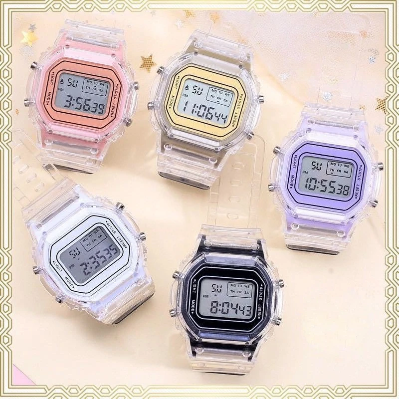 Reloj electrónico transparente a la moda, reloj de pulsera LED para mujer, relojes electrónicos deportivos impermeables, relojes de pulsera para estudiantes Ins, regalo