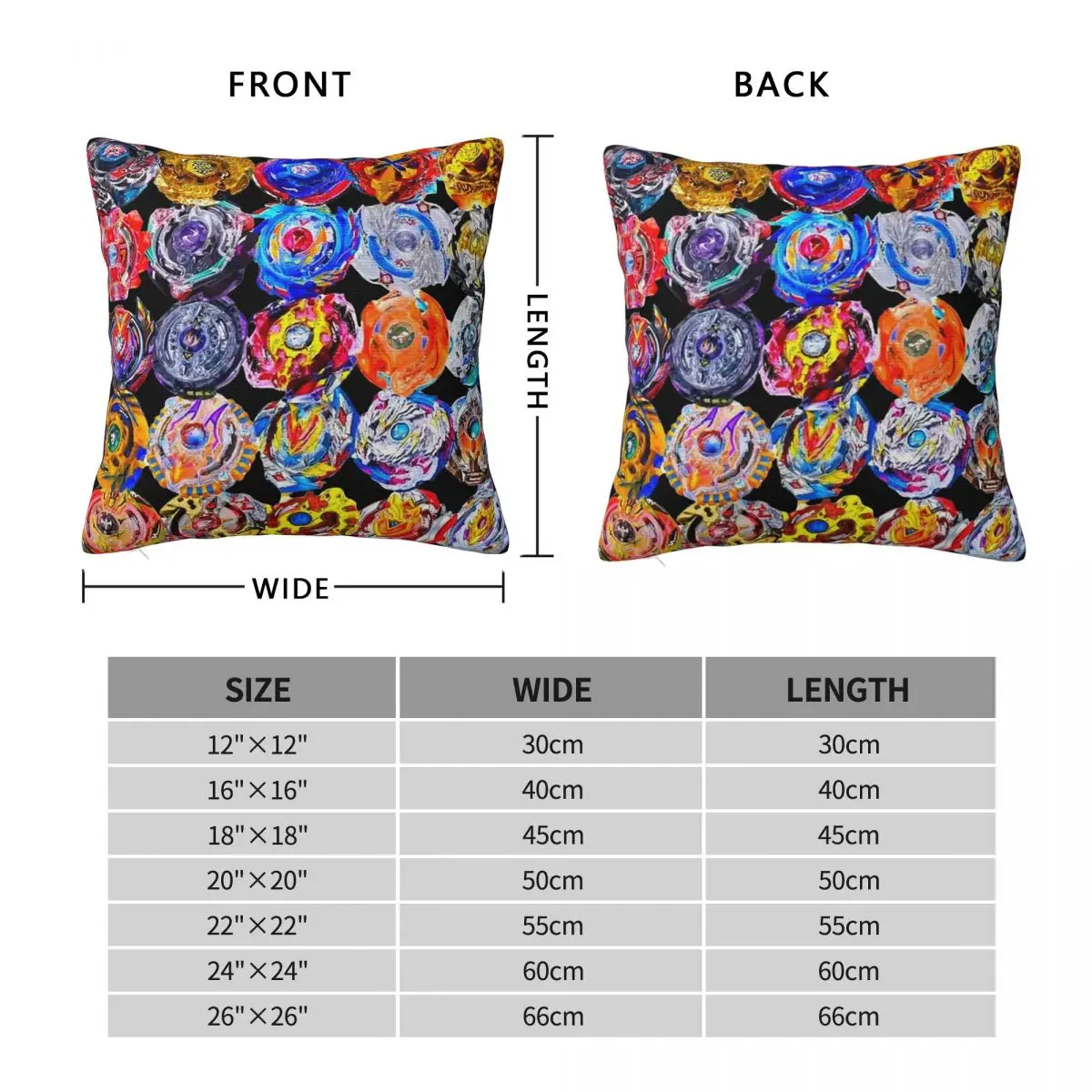 Beyblade Burst Square Pillowcase Pillow Cover Polyester Cushion Zip Decorative Comfort Throw Pillow for Home Living Room