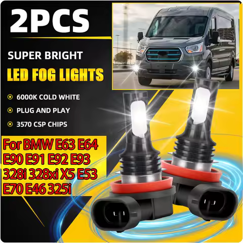6000K LED Front Fog Lamps 90W H8 H9 H11 Car Fog Lights 20000LM For BMW E63 E64 E90 E91 E92 E93 328i 328xi X5 E53 E70 E46 325i