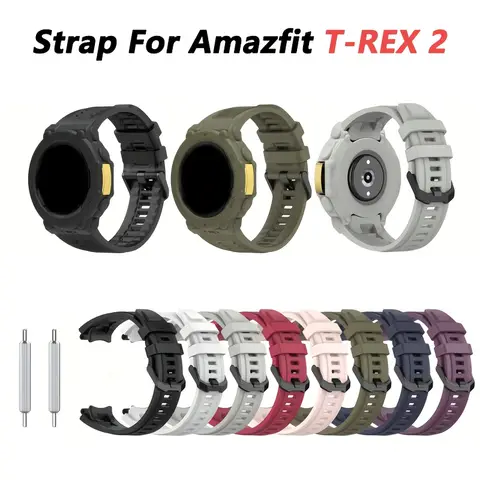 Silicone Strap for Amazfit T-Rex 2 Replacement for Man Adjustable Sport Strap with Removal Tool for Amazfit T-Rex 2,Sports Watch