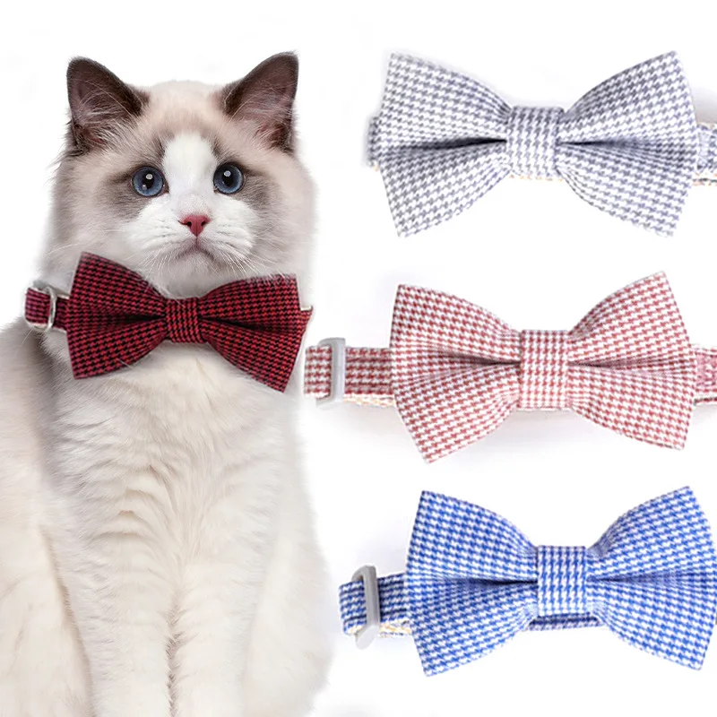 Pet Collar Adjustable Durable Cat Collars Cute Bow Kitten Necklace Soft Bell Puppy Lead Pet Product Dog Supplies Cat Accessories