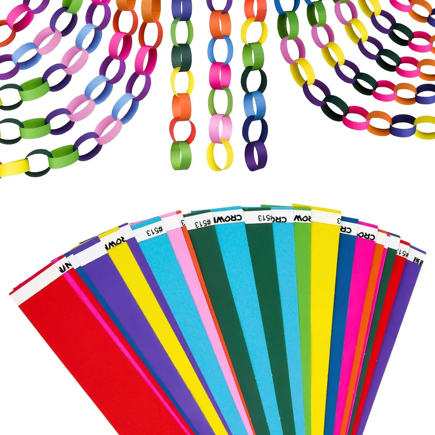 

600Pcs Colorful Paper Chains Strips for Birthday Party Decorations DIY Crafts Supplies (Rainbow, 1 x 7.08 inches)