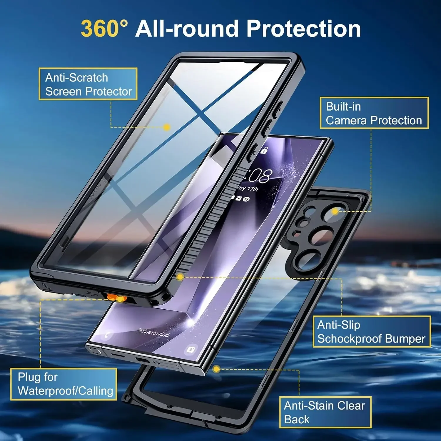 IP68 Waterproof Case For Samsung S25 Ultra S24 FE S24 Note 20 Ultra A54 A15 A16 A55 Full Protection Heavy Duty Shockproof Cover