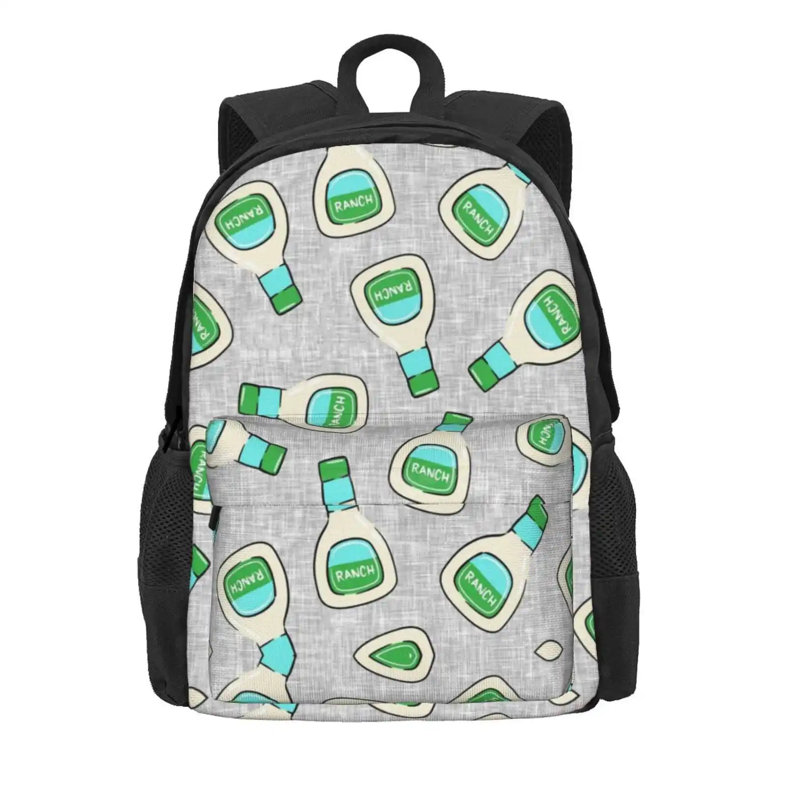 Ranch - Salad Dressing Bottle Hot Sale Schoolbag Backpack Fashion Bags Ranch Lover Condiment Salad Dressing Little Arrow