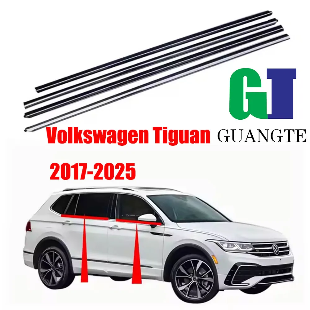 

4PCS Car Chrome Weatherstrip Glass Window Molding Trim Seal Belt Compatible with Volkswagen Tiguan 2017-2025 5NG837477