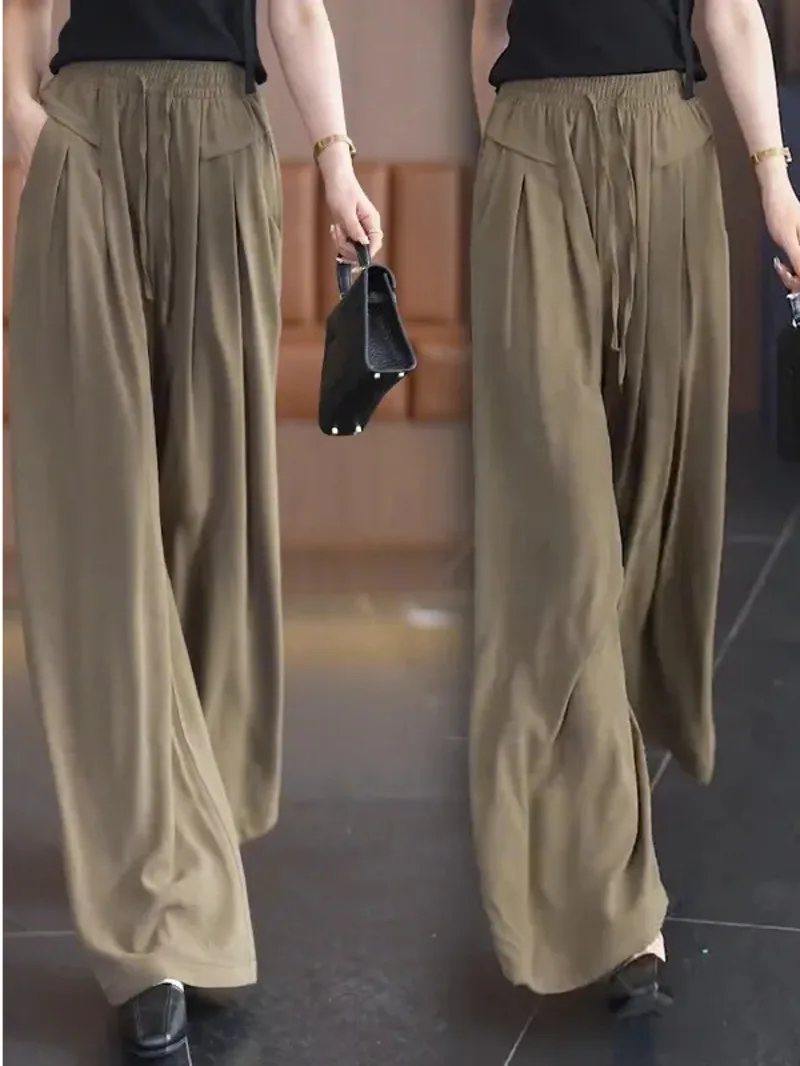 

Wide leg pants popular new women's spring/summer pants loose and fashionable with a drooping feeling Lazy and casual skirt 3NRX