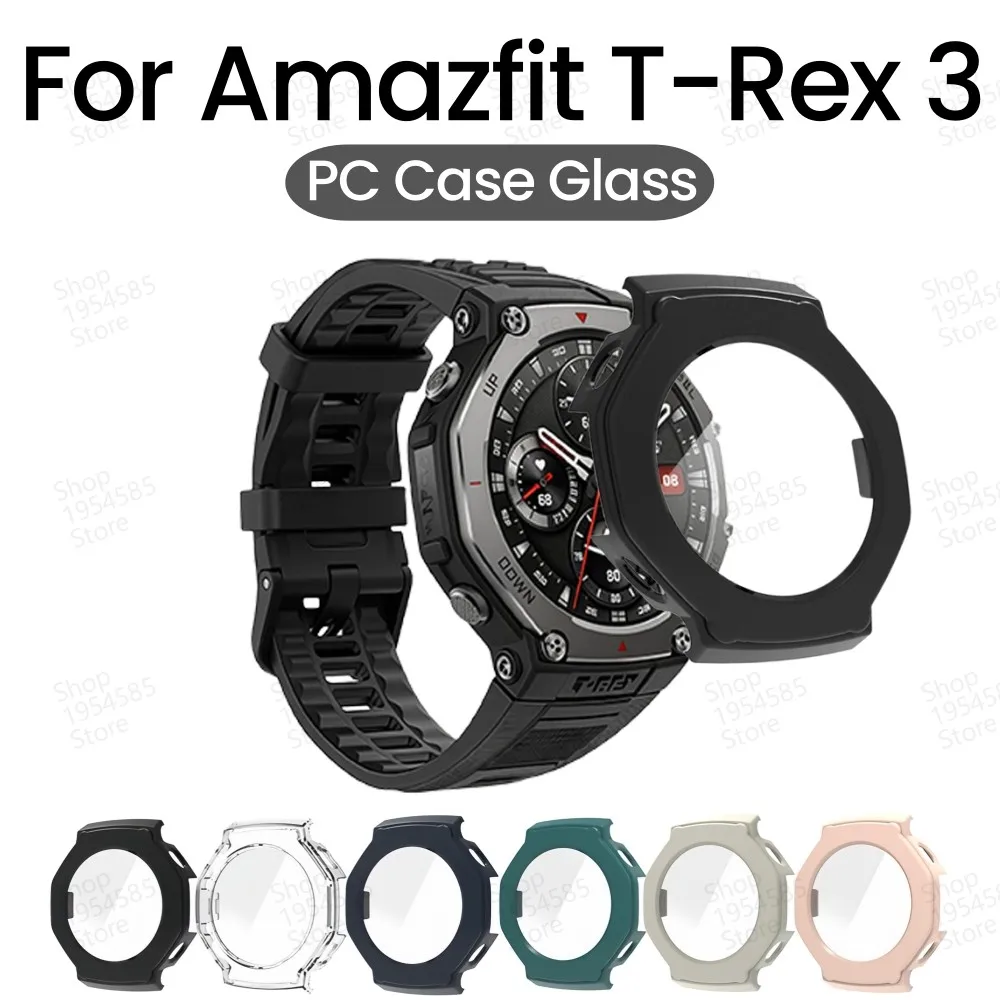 PC Case+Glass For huami Amazfit T-Rex 3 Shockproof Cover Bumper Shell Screen Protector For Amazfit T-Rex 3 Hard Protective Case