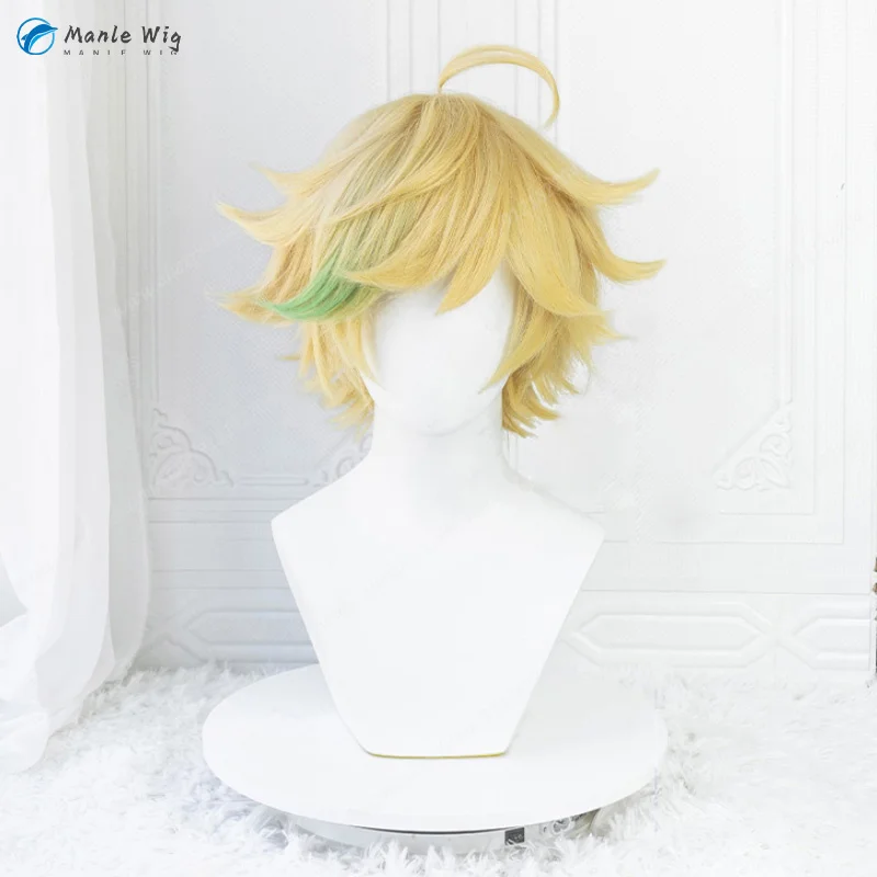 ES Harukawa Sora Cosplay Wig Blonde Highlighted Green Hair Heat Resistant Synthetic Hair Halloween Anime Cos Wigs + Free Wig Cap