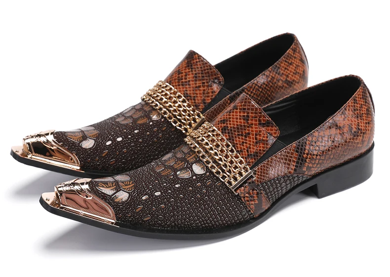 Herrenschuhe aus echtem Rindsleder mit Pythonmuster und Nadelverzierung für formelle Anlässe im Herbst, Modellausstellungen und geschäftliche Gelegenheiten. – Detail 14