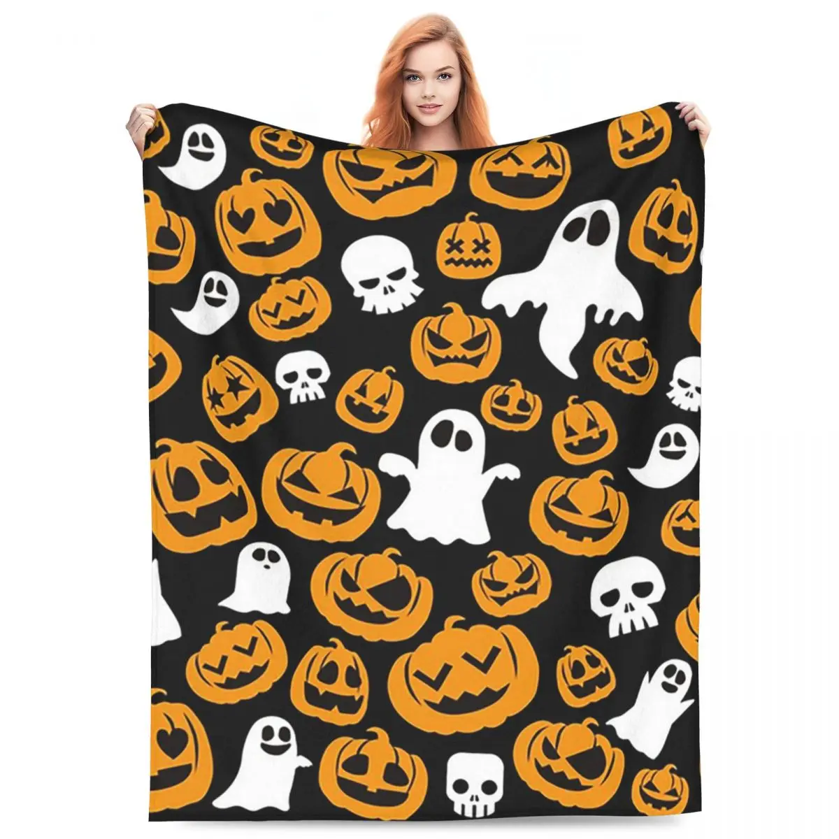

Halloween Pumpkins And Ghosts Witch Party Blankets Fleece Throw Blanket Breathable Throw Blankets for Bedding Throws Bedspread