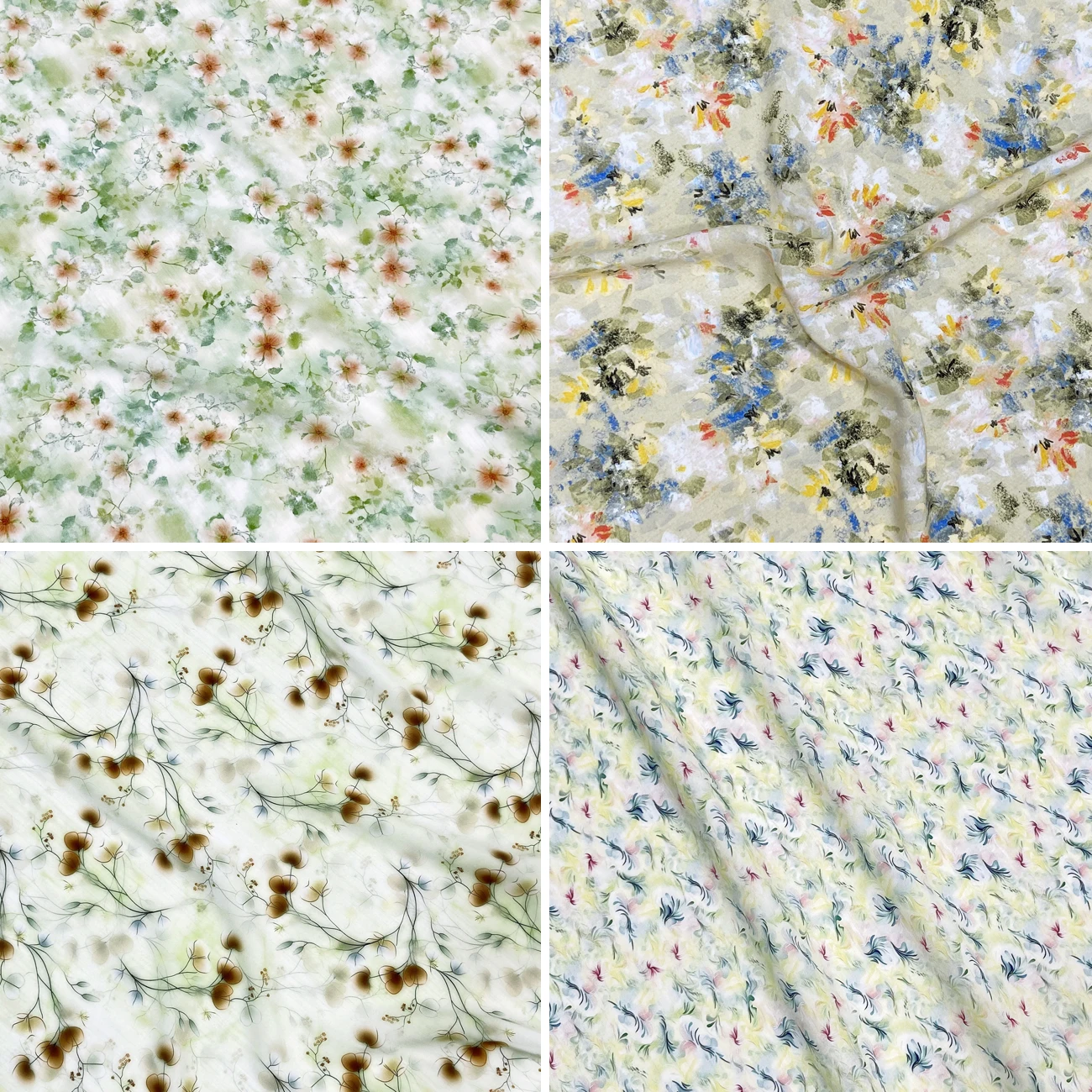 

Printed Rayon Fabric Dress By The Meter for Pants Pajamas Clothes Sewing Cartoon Flower Pattern Soft Textile Skin-friendly Droop