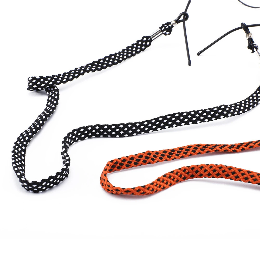 2pcs Fashion Polyester Anti Slip Sport Eyeglasses Glasses Cord Sunglasses Chain Holder String Black Orange