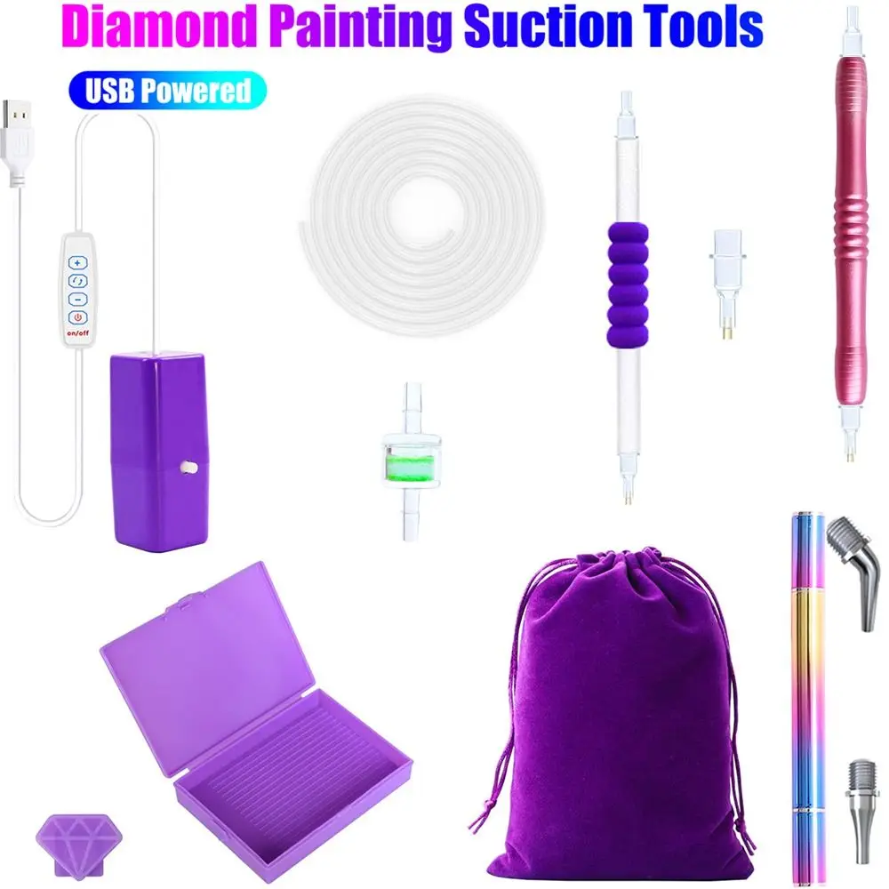 DIY Craft Vacuum Diamond Painting Pen Kits Long-lasting and Stable Beading Plates Electric Diamond Suction Tool with Storage Bag