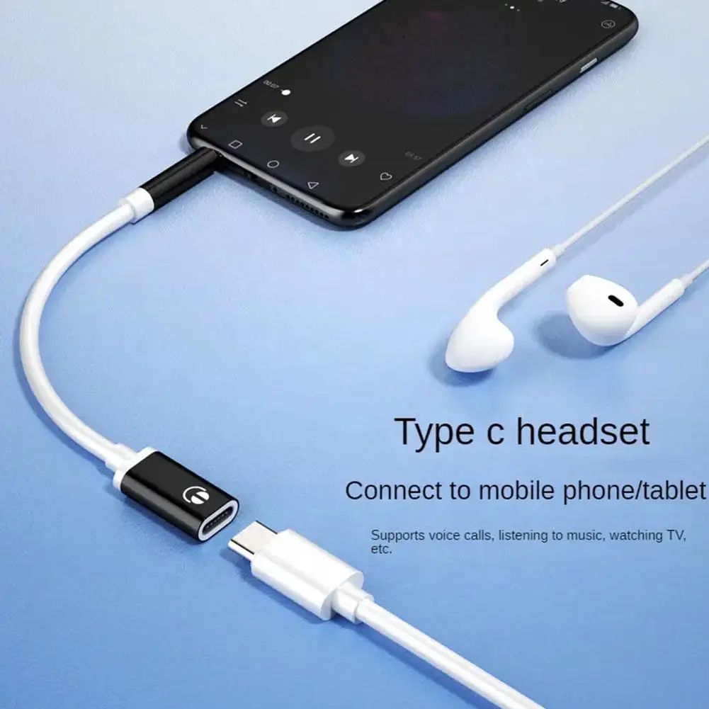 Konverter kabel Aux Headphone 3.5mm pria ke tipe-c wanita, konverter tipe-c ke Jack 3.5mm, kabel adaptor Audio Earphone 1 buah