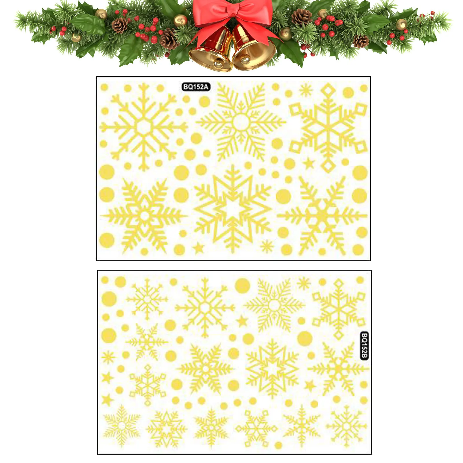 Snowflake Window Clings Golden Snowflakes Window Decorations Stickers Christmas Decals For Glass Windows Winter