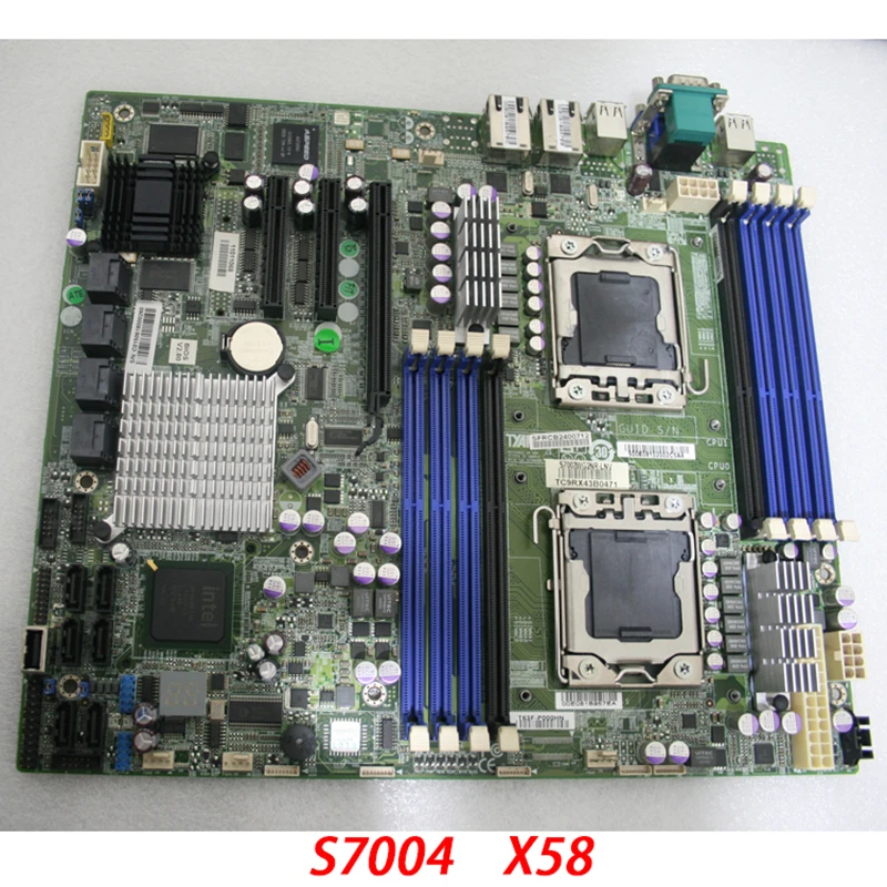 X58 Two-Way Server Motherboard For TYAN S7004 S7004G2NR-LE-B LGA 1366 Support X5677 X5680 ATX High Quality 95% New