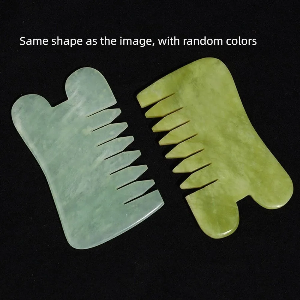 Detangling Hsiuyen Jade Massage Comb Natural Green Jade Hair Brush Retro Classic Gua Sha Board Stone Guasha