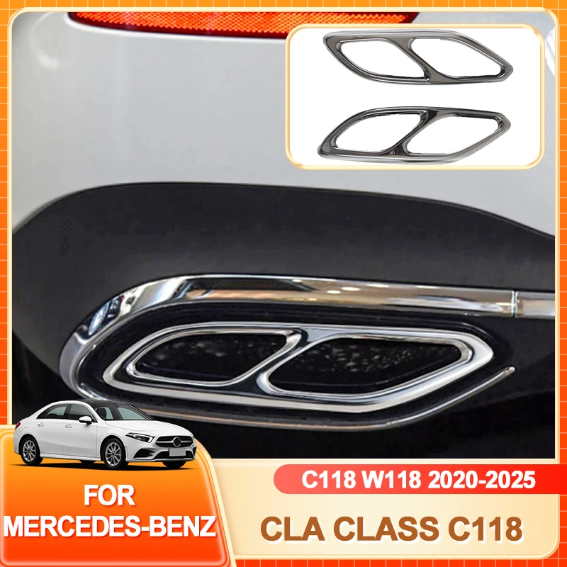

Interior Stickers Steel Car Styling Tail Throat Frame Trim Cover Stickers For Mercedes Benz CLA Class C118 W118 2020-2025 Exhaus