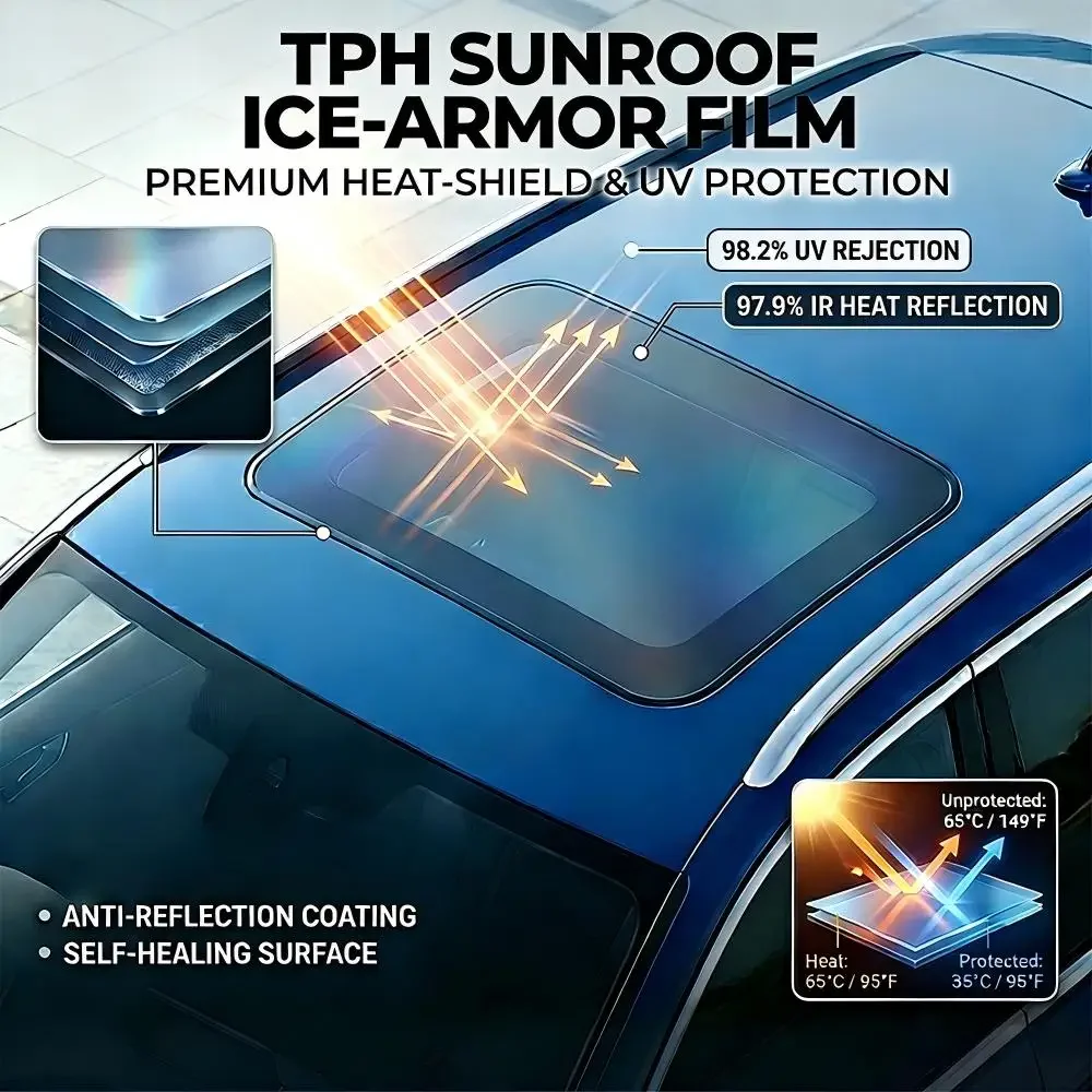 Universelle TPH Auto-Sonnendach-Eisfolie Wärmeisolierung UV-Schutz-Aufkleber Panoramadach-Fenstertönung Sonnenschutz Sommer-Kühlfolie – Detail 1